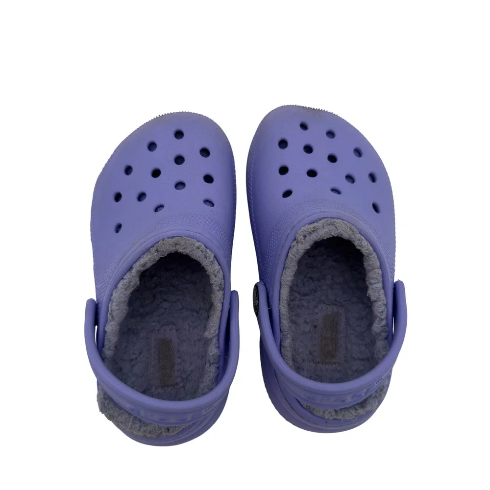 Crocs Kids Classic Lined Clogs Purple Fleece Warm Comfort Shoes C9‎